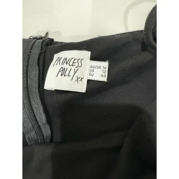 Princess Polly Kiribati Black Ruffle Hem Sleeveless Mini Short Dress- Size 12 - Picture 8 of 9